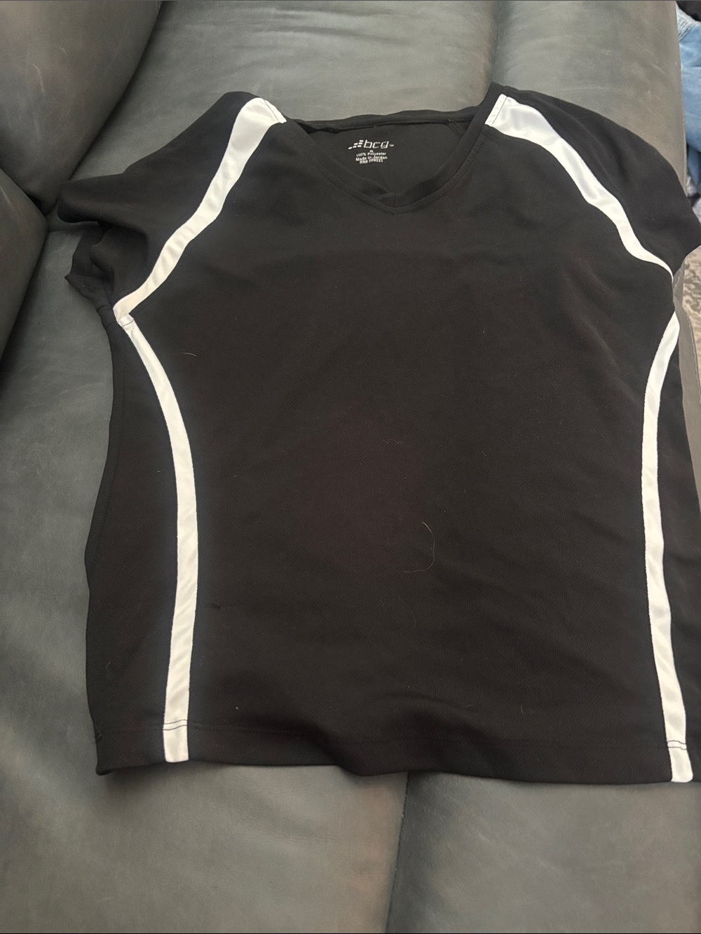 bcg Black Short Sleeve Athletic Tee with White Piping